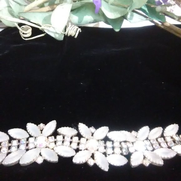 Rhinestones, and Milky Quartz style bracelet - Picture 1 of 3